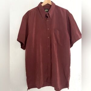 XL MENS VINTAGE 90210 BEVERLY HILLS MAROON COLLARED SHIRT